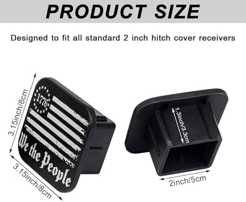 2 Inch USA Flag We The People Trailer Hitch Cover Rubber Receiver Tube Plug Cap - Image 2