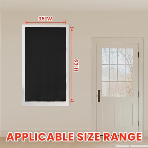 AJAZZ 100% Blackout Self Adhesive Curtains Small Window Short Temporary Black - Image 6