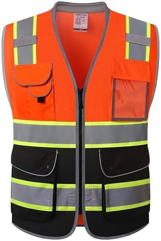JKSafety Hi Vis Safety Vest for Men Women Cushioned Collar JK101 OBlack L by JKSafety