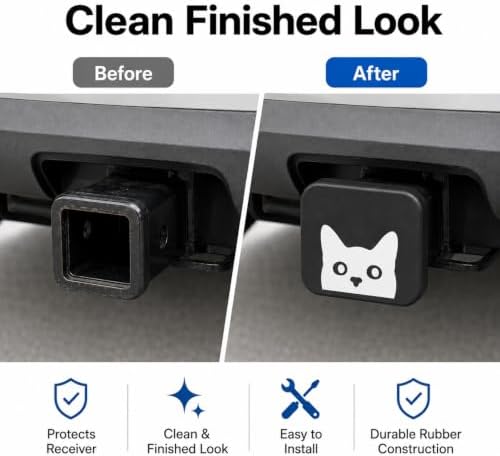 2 Inch Peeking Cat Trailer Hitch Cover, Cute Rubber Receiver Tube Hitch Plug - Image 3