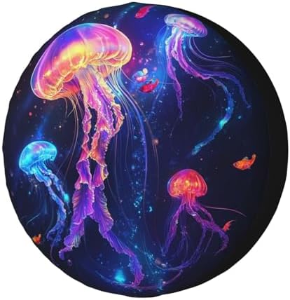Jellyfish Koi Fish Spare Tire Cover Dust-Proof Wheel Tire Cover Fit Trailer by Foruidea