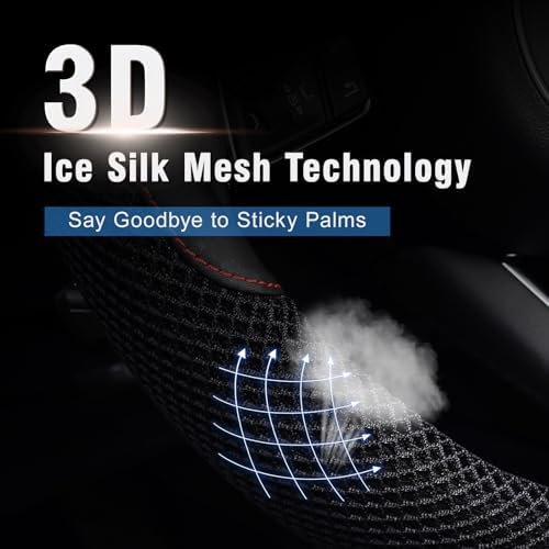 KAFEEK D Shape Steering Wheel Cover, Universal 15 inch - Image 2