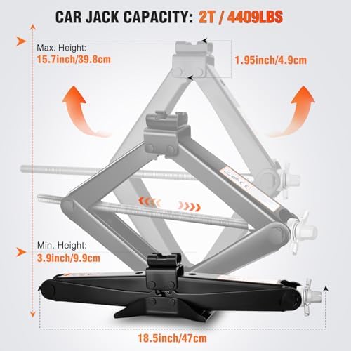 Nilight Scissor Jack for Car 2 Ton 4409 lbs, Lift Jack Kit w Ratchet Wrench - Image 2