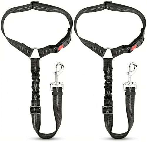 2-Pack Reflective Retractable Pet Seat Belt – Nylon Dog Tether, Adjustable Strap by Unknown