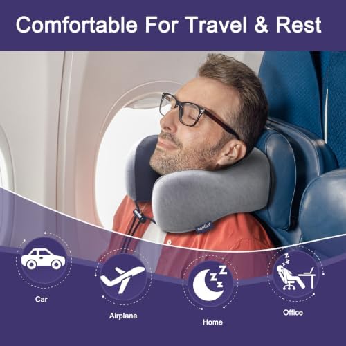 napfun Neck Pillow for Traveling, Upgraded Travel Neck Pillow for Airplane 100% - Image 3