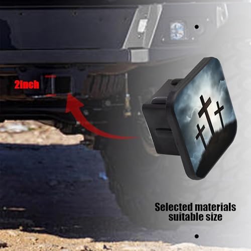 Trailer Hitch Cover Three Wooden Crosses on a Hill Square 2 Inch Receiver Tube - Image 3