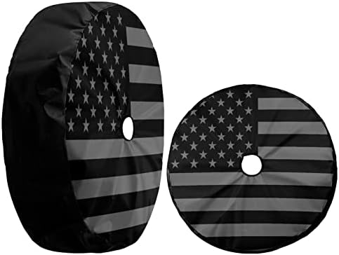 Black America Flag Spare Tire Cover by Foruidea