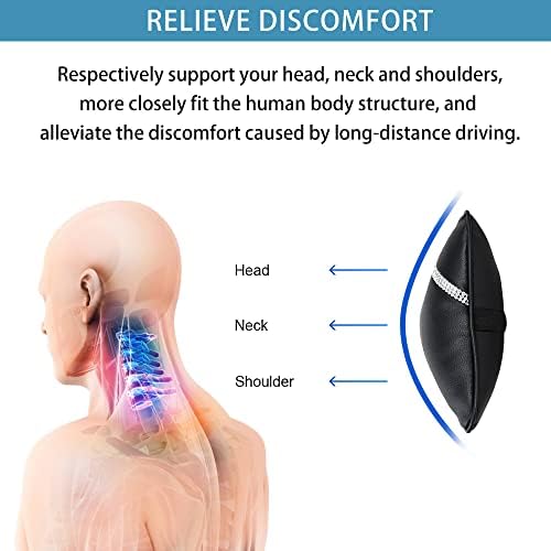 2 Pack Car Headrest Pillow Diamond Dual-Side PU Leather Neck Pillows, Cushion - Image 3