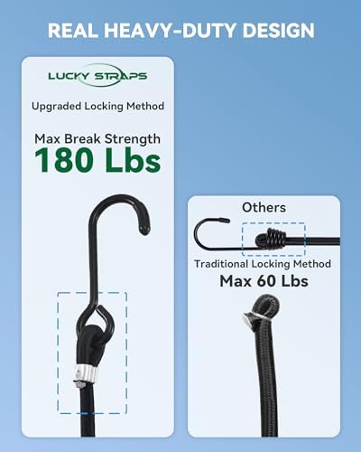 Lucky Straps 24" Heavy Duty Bungee Cords, 180 Lbs, 9 Pack - Image 2