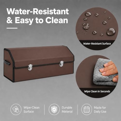 Car Trunk Organizer with Lid, Foldable Faux Leather Storage Box - Image 6