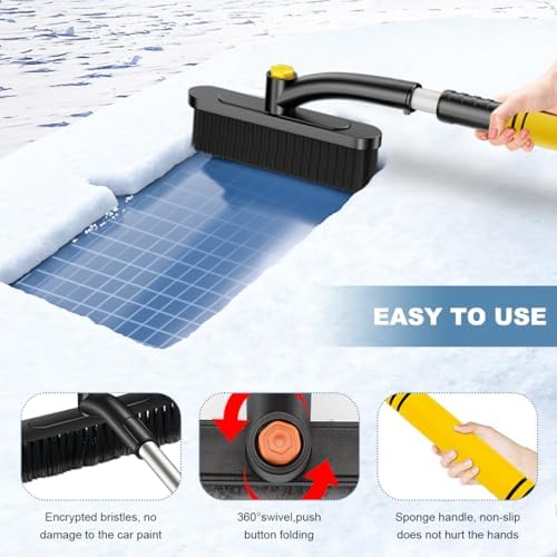 Wevdn Car Snow Brush with Ice Scraper, Detachable Stretchable Snow Scraper with - Image 4