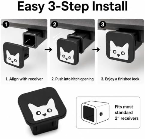 2 Inch Peeking Cat Trailer Hitch Cover, Cute Rubber Receiver Tube Hitch Plug - Image 6