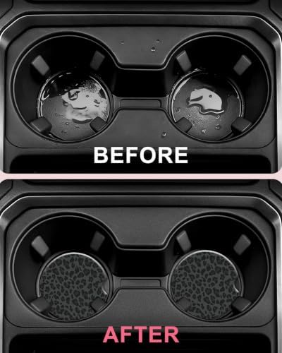 Swooflia Elegant Car Coasters 4 Pcs Classic Black Leopard Car Accessories - Image 4