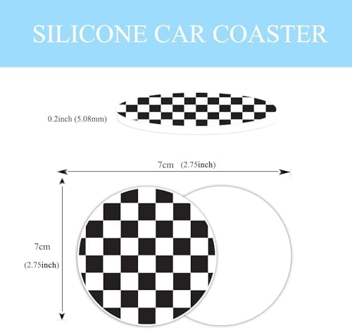Black and White Checkered Steering Wheel Cover Rubber Anti-Slip 14.5-15 Inch - Image 3
