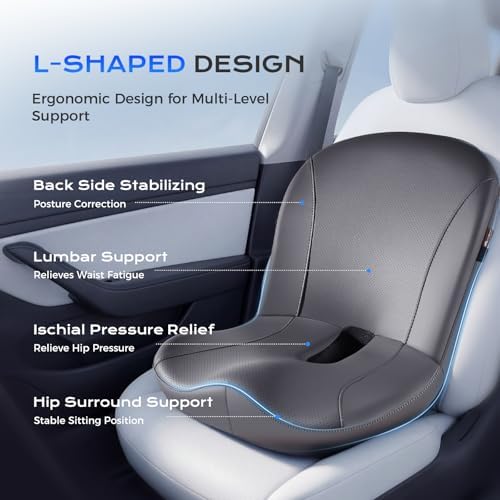 Coverado Car Seat Cushion and Lumbar Support Pillow One Piece, Napa Leather - Image 2