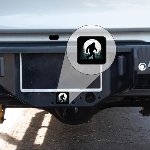 Trailer Hitch Cover Sasquatch Walking in a Forest Square 2 Inch Receiver Tube - Image 6