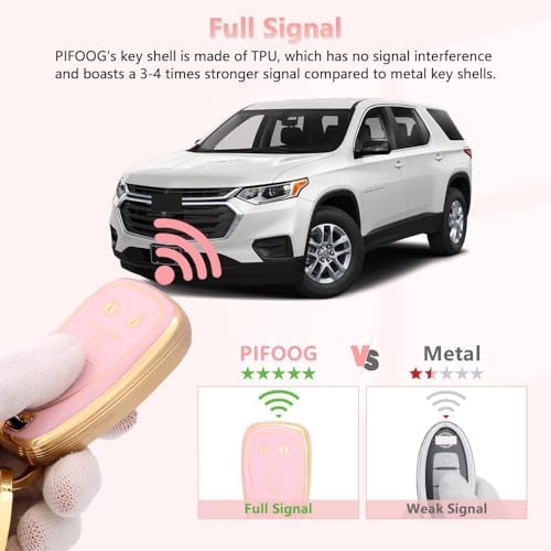 PIFOOG Key Fob Cover for Chevy Pink Gold Soft TPU 5 Buttons Car Keys Case Shell - Image 5