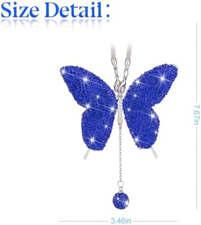 zipelo Rhinestone Butterfly Rearview Mirror Charm, Dark Blue - Image 2