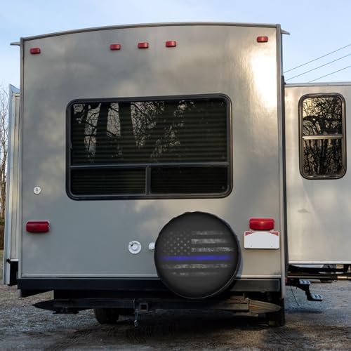 Thin Blue Line Spare Tire Cover Dust-Proof Wheel Tire Cover Fit Trailer - Image 6