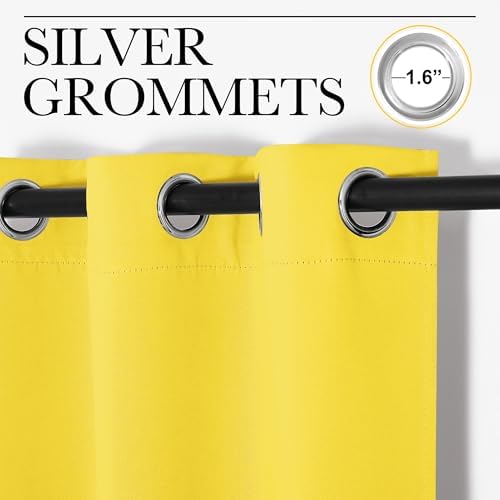 NICETOWN Bright Yellow Curtains 102" Long - Image 3