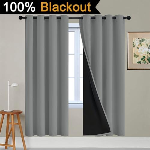 Yakamok Dove Grey 100% Blackout Curtains 72 Inches Long 52" Wide 2 Panel - Image 2
