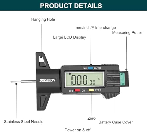 GODESON Tire Tread Depth Gauge, Digital Tire Tread Depth Gauge - Image 2