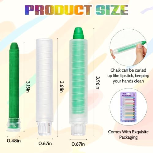 Avxdbr 12Pcs Chalk with Pen Sleeve Colored Twistable Chalk - Image 2