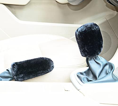 Black Plush Auto Car Handbrake Cover Sleeve Gear Sets Automotive Car Gear Suit - Image 6