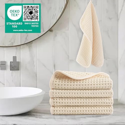 POLYTE 430 GSM Poly Blend Microfiber Waffle Wash Cloth Face Towel, 13x13 in - Image 2