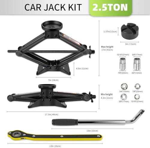 Car Jack Kit 2.5 Ton with Rubber Jack Pad, Emergency Kit Tire Changing Kit - Image 2