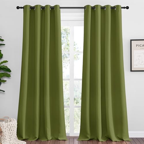 NICETOWN Olive Green Blackout Curtains 96 inches Length by NICETOWN
