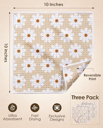 Miss Adola Double-Sided 3 Pack Dish Cloths, Daisy Charm - Image 4