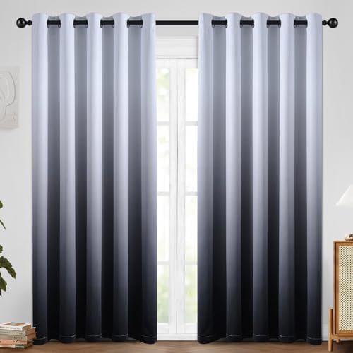 SimpleHome Ombre Gradient Black White to Gray Curtains by SimpleHome