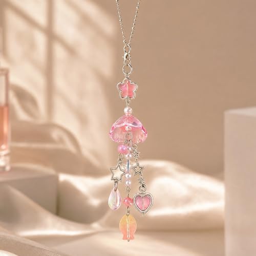 Pink Jellyfish Rearview Mirror Charm, Gift - Image 5