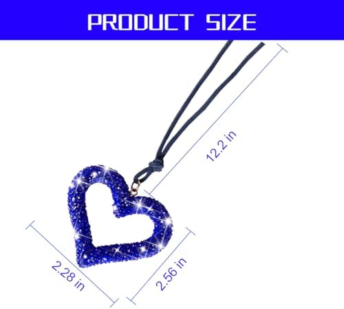 Mandark Crystal Rhinestone Heart Rearview Mirror Pendant, Dark Blue - Image 2