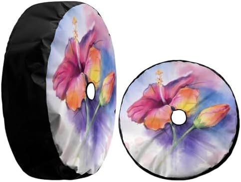 Delerain Colorful Hibiscus Flower Spare Tire Cover - Image 3