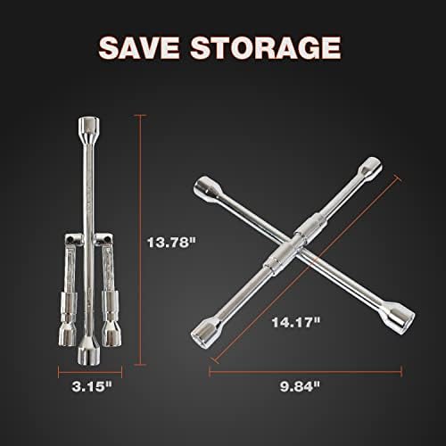 Jack Boss 14 Inch Universal Folding Cross Lug Wrench 4 Way Tire Iron - Image 2