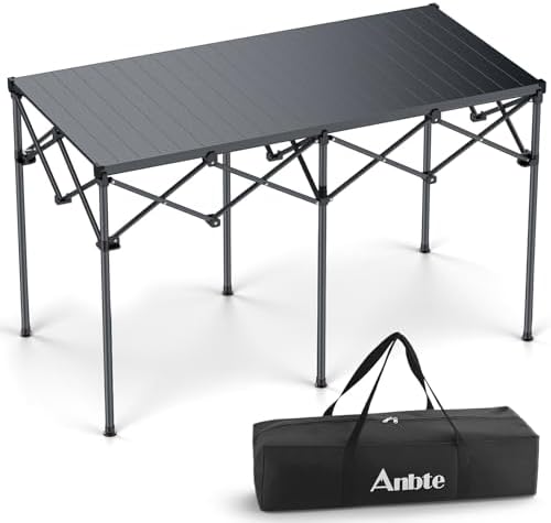 Anbte Heavy-Duty Roll Up Camping Table, Support 264 lbs, 48” x 24” by Anbte