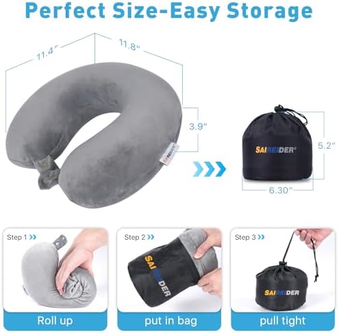 SAIREIDER Airplane Pillow 100% Memory Foam Neck Pillow - Image 6