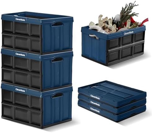 CleverMade Collapsible Storage Bins, 46L 3 Pack, 75 lb Stackable by CleverMade