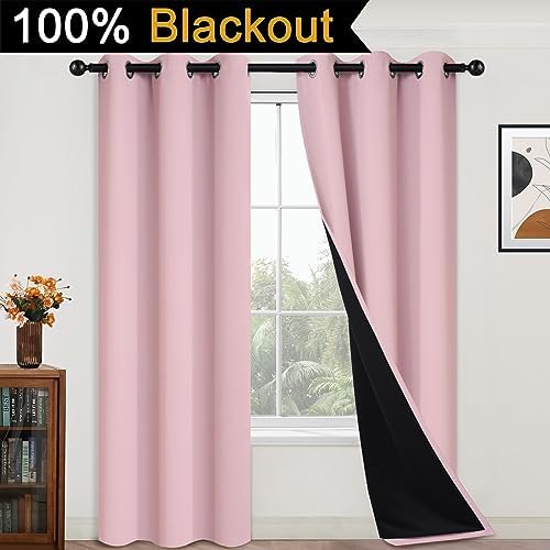 Yakamok Pink 100% Blackout Curtains 84 Inches Long - Image 2