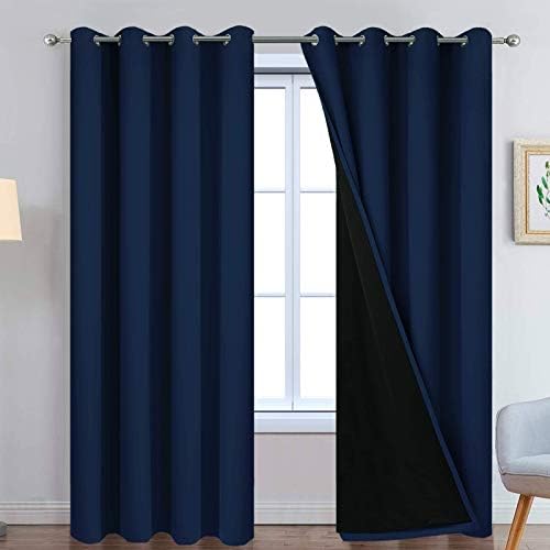 Yakamok Navy Blue 100% Blackout Curtains 84 Inches Long 52" Wide, 2 Panels by Yakamok