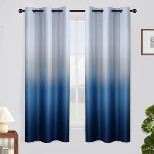 SimpleHome Ombre Gradient Blue White to Gray Curtains by SimpleHome