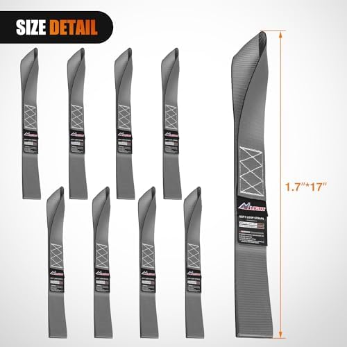 Nilight Soft Loop 1.7"x17" Motorcycle Tie Down Straps 12, 000LBS 8PK Grey - Image 2