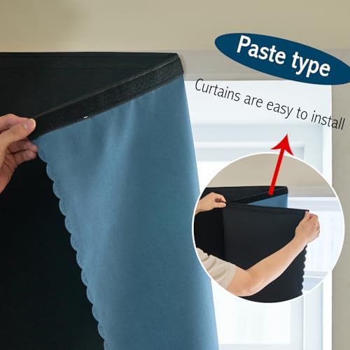 AJAZZ 100% Black Out Curtains Adhesive Blackout Temporary Curtain No Drilling - Image 6