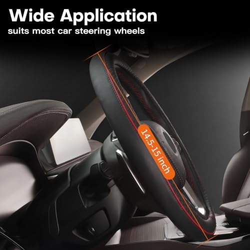HOTOR Car Leather Steering Wheel Cover Universal 14.5"-15" - Image 2