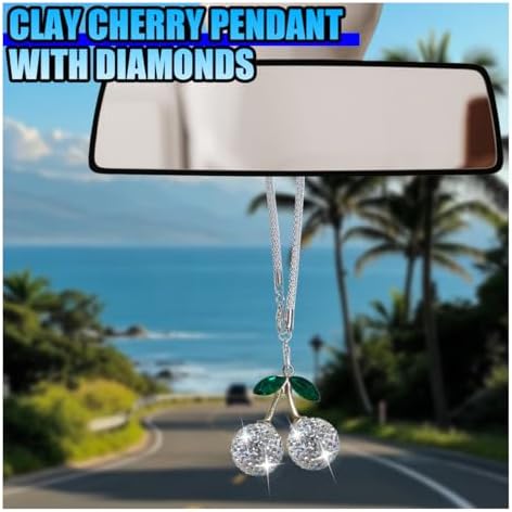 Bling Cherry Car Rear View Mirror Charm - Image 3