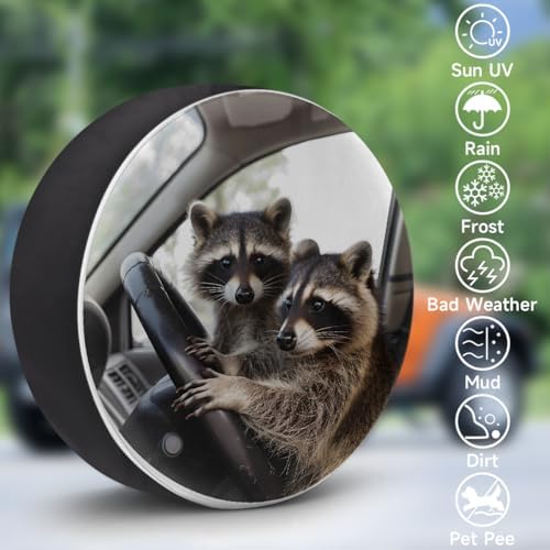 Raccoon Spare Tire Cover 16in Spare Wheel Covers Tire Storage Cover - Image 3