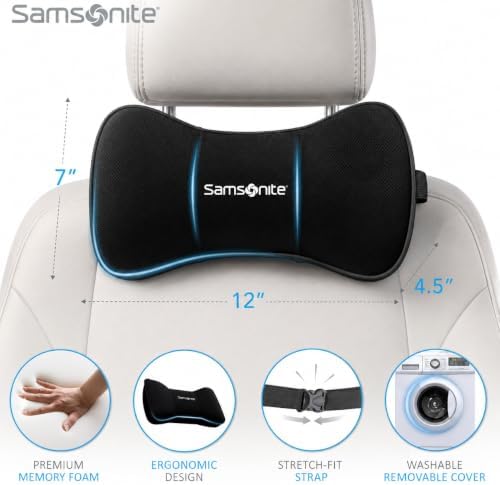 SAMSONITE Car Neck Pillow – Memory Foam Car Seat Headrest Cushion, Ergonomic - Image 3