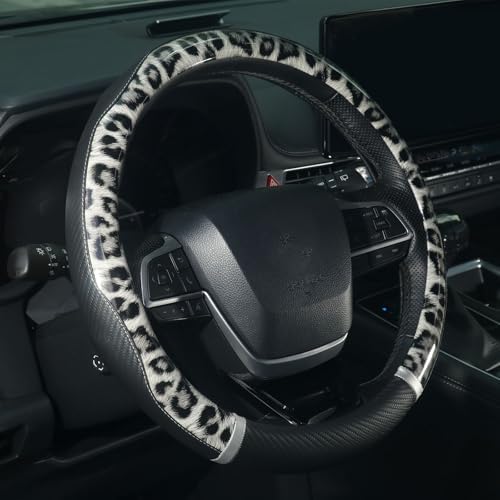 KAFEEK 16 Inch Steering Wheel Cover, Leopard Cheetah Print by KAFEEK